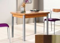 Logo Table hercule 130x80 - plateau noyer - pieds inox - ceinture en bois laque wengue 1999_noyer_inox_bl-wengue