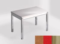 Logo Table mensa 100x60 extension melamin� - plateau sonora gold - pieds inox - ceinture en bois laque ro 2331_sonora-gold_inox_bl-ro