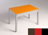 Logo Table mensa verre ext. melamin� 100x50 - plateau moka - pieds noir - ceinture en bois laque rouge 2858_moka_noir_bl-rouge