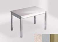 Logo Table mensa 100x60 extension melamin� - plateau stellar blanco - pieds inox - ceinture en bois laque 2331_stellar-blanco_inox_bl