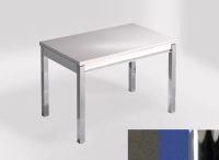 Logo Table mensa 110x70 extension m�lamin� - plateau amazon - pieds chrome - ceinture en bois laque bleu  2332_amazon_chrome_bl-bleu-