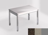 Logo Table mensa 110x70 extension m�lamin� - plateau marron jupiter - pieds argent - ceinture en bois laq 2332_marron-jupiter_argent_