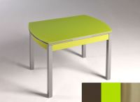 Logo Table hercule 115x75 - plateau moka - pieds inox - ceinture en bois laque vert 1992_moka_inox_bl-vert