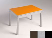 Logo Table mensa  verre ext. melamin� 110x70 - plateau moka - pieds noir - ceinture en bois laque argent 2859_moka_noir_bl-argent