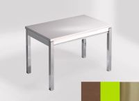 Logo Table mensa 110x70 extension m�lamin� - plateau gedatsu - pieds inox - ceinture en bois laque vert 2332_gedatsu_inox_bl-vert