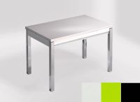 Logo Table mensa ext 100x60 - plateau blanco zeus - pieds noir - ceinture en bois laque vert 2320_blanco-zeus_noir_bl-vert