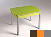 Logo Table hercule 105x60 - plateau moka - pieds argent - ceinture en bois laque orange 1989_moka_argent_bl-orange