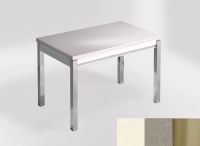 Logo Table mensa 110x70 extension m�lamin� - plateau blanco dune - pieds inox - ceinture en bois laque in 2332_blanco-dune_inox_bl-in