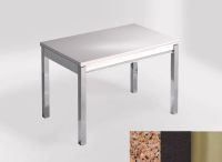 Logo Table mensa 100x60 extension melamin� - plateau amarillo palmira - pieds inox - ceinture en bois laq 2331_amarillo-palmira_inox_