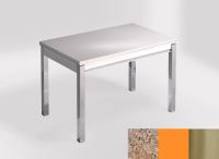 Logo Table mensa ext 100x60 - plateau verde ugarit - pieds inox - ceinture en bois laque orange 2320_verde-ugarit_inox_bl-orange