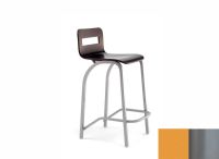 Logo Tabouret tulipe 63 - assise en laque jaune dream - pieds argent 2656_la-jaune-dream_argent