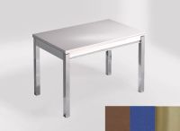 Logo Table mensa 100x60 extension melamin� - plateau gedatsu - pieds inox - ceinture en bois laque bleu e 2331_gedatsu_inox_bl-bleu-e