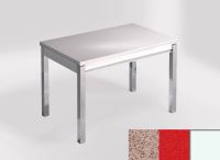 Logo Table mensa 110x70 extension m�lamin� - plateau stellar rojo - pieds blanc - ceinture en bois laque  2332_stellar-rojo_blanc_bl-