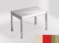 Logo Table mensa 100x60 extension melamin� - plateau blanco capri - pieds inox - ceinture en bois laque r 2331_blanco-capri_inox_bl-r