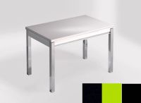 Logo Table mensa 100x60 extension melamin� - plateau tao - pieds noir - ceinture en bois laque vert 2331_tao_noir_bl-vert