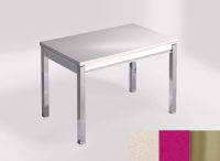 Logo Table mensa 100x60 extension melamin� - plateau blanco norte - pieds inox - ceinture en bois laque m 2331_blanco-norte_inox_bl-m