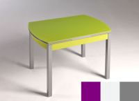 Logo Table hercule 105x60 - plateau magenta - pieds argent - ceinture en bois laque blanc 1989_magenta_argent_bl-blanc