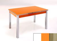 Logo Table mensa ext 100x50 - plateau extra white - pieds inox - ceinture en bois laque orange 2032_extra-white_inox_bl-orange