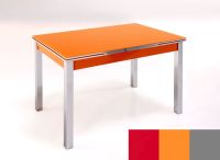 Logo Table mensa ext 100x50 - plateau rouge - pieds argent - ceinture en bois laque orange 2032_rouge_argent_bl-orange