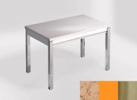 Logo Table mensa ext 110x70 - plateau nile - pieds inox - ceinture en bois laque orange cool 2321_nile_inox_bl-orange-cool