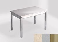 Logo Table mensa 100x60 extension melamin� - plateau blanco capri - pieds inox - ceinture en bois laque a 2331_blanco-capri_inox_bl-a