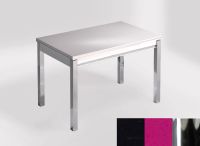 Logo Table mensa 110x70 extension m�lamin� - plateau negro tebas - pieds chrome - ceinture en bois laque  2332_negro-tebas_chrome_bl-