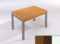 Logo Table mensa ext 110x70 - plateau noyer - pieds blanc - ceinture en polymere wengue 2038_noyer_blanc_pl-wengue