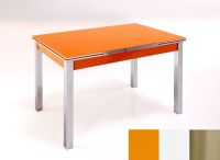 Logo Table mensa ext 100x60 - plateau orange - pieds inox - ceinture en bois laque blanc 2035_orange_inox_bl-blanc