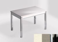 Logo Table mensa 110x70 extension m�lamin� - plateau blanco dune - pieds chrome - ceinture en bois laque  2332_blanco-dune_chrome_bl-
