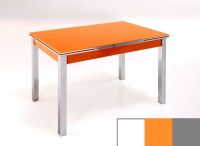 Logo Table mensa ext 100x60 - plateau extra white - pieds argent - ceinture en bois laque orange 2035_extra-white_argent_bl-orange