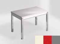 Logo Table mensa ext 100x60 - plateau blanco dune - pieds argent - ceinture en bois laque rouge 2320_blanco-dune_argent_bl-rouge
