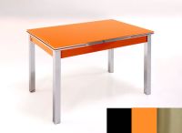 Logo Table mensa ext 100x60 - plateau noir - pieds inox - ceinture en bois laque orange 2035_noir_inox_bl-orange