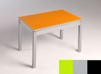 Logo Table mensa  verre ext. melamin� 110x70 - plateau vert - pieds noir - ceinture en bois laque argent 2859_vert_noir_bl-argent