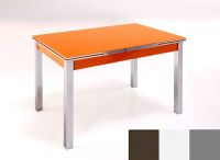 Logo Table mensa ext 110x70 - plateau moka - pieds argent - ceinture en bois laque blanc 2040_moka_argent_bl-blanc