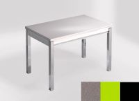Logo Table mensa 100x60 extension melamin� - plateau gris expo - pieds noir - ceinture en bois laque vert 2331_gris-expo_noir_bl-vert