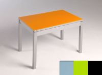 Logo Table mensa verre ext. melamin� 100x60 - plateau gris - pieds noir - ceinture en bois laque vert 2869_gris_noir_bl-vert