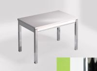 Logo Table mensa 100x60 extension melamin� - plateau verde fun - pieds chrome - ceinture en bois laque bl 2331_verde-fun_chrome_bl-bl
