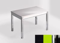Logo Table mensa 100x60 extension melamin� - plateau negro tebas - pieds chrome - ceinture en bois laque  2331_negro-tebas_chrome_bl-