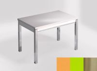 Logo Table mensa ext 110x70 - plateau amarillo dream - pieds inox - ceinture en bois laque vert 2321_amarillo-dream_inox_bl-vert