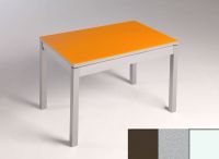 Logo Table mensa verre ext. melamin� 100x60 - plateau moka - pieds blanc - ceinture en bois laque argent 2869_moka_blanc_bl-argent