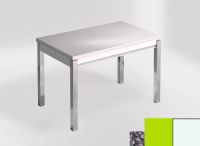 Logo Table mensa ext 110x70 - plateau blue safita - pieds blanc - ceinture en bois laque vert 2321_blue-safita_blanc_bl-vert