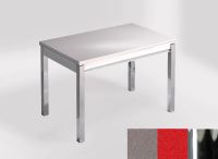 Logo Table mensa 110x70 extension m�lamin� - plateau gris expo - pieds chrome - ceinture en bois laque ro 2332_gris-expo_chrome_bl-ro