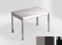 Logo Table mensa 100x60 extension melamin� - plateau gris expo - pieds chrome - ceinture en bois laque no 2331_gris-expo_chrome_bl-no
