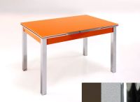 Logo Table mensa ext 110x70 - plateau moka - pieds chrome - ceinture en bois laque argent 2040_moka_chrome_bl-argent