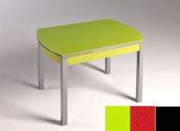Logo Table hercule 115x75 - plateau vert - pieds noir - ceinture en bois laque rouge 1992_vert_noir_bl-rouge
