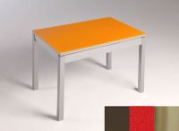 Logo Table mensa  verre ext. melamin� 110x70 - plateau moka - pieds inox - ceinture en bois laque rouge 2859_moka_inox_bl-rouge