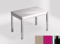 Logo Table mensa 110x70 extension m�lamin� - plateau unsui - pieds chrome - ceinture en bois laque magent 2332_unsui_chrome_bl-magent
