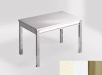 Logo Table mensa 110x70 extension m�lamin� - plateau blanco dune - pieds inox - ceinture en bois laque bl 2332_blanco-dune_inox_bl-bl