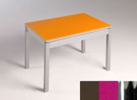 Logo Table mensa verre ext. melamin� 100x50 - plateau moka - pieds chrome - ceinture en bois laque magent 2858_moka_chrome_bl-magenta