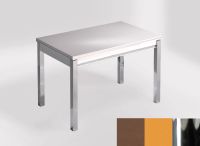 Logo Table mensa 110x70 extension m�lamin� - plateau gedatsu - pieds chrome - ceinture en bois laque jaun 2332_gedatsu_chrome_bl-jaun